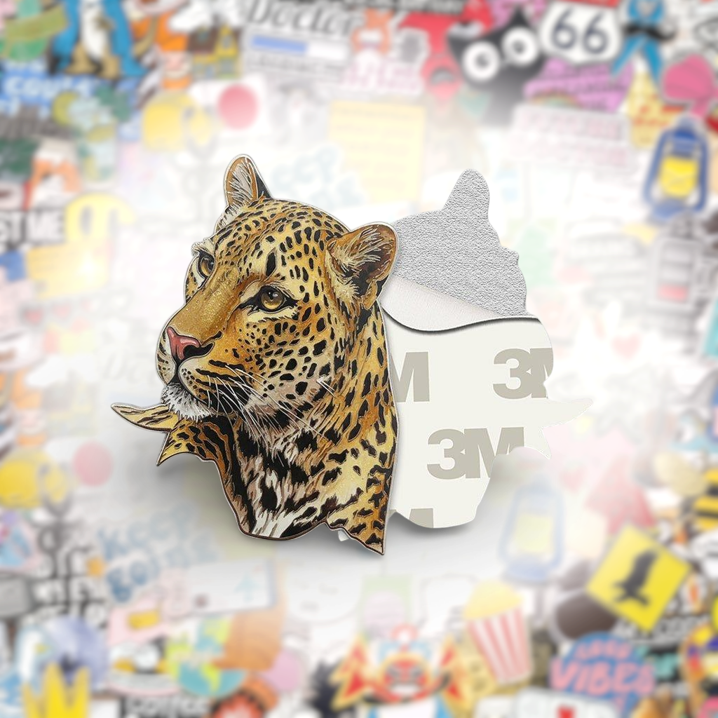 Leopard Metal Phone Sticker With 3M Sticky Backing - StickyPins