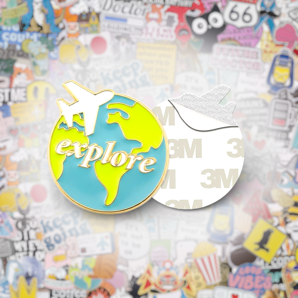 Explorer Round Sticker Explore Globe Metal Phone Sticker With 3M Sticky Backing – StickyPins