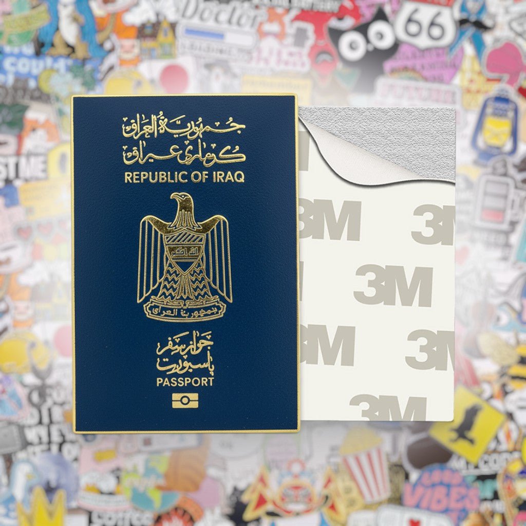 Iraq Passport Metal Phone Sticker With 3M Sticky Backing - StickyPins