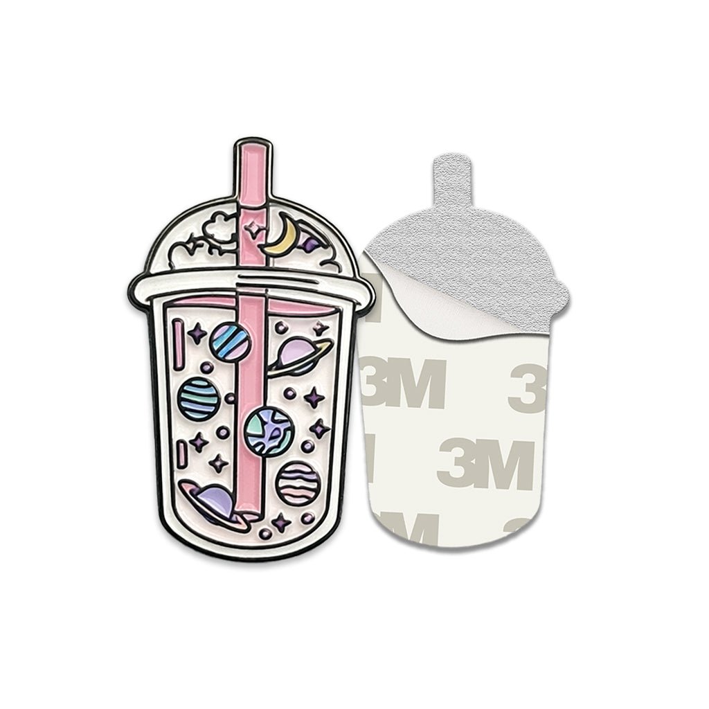 Pink Planet Shake Metal Phone Sticker with 3M Sticky Backing - StickyPins