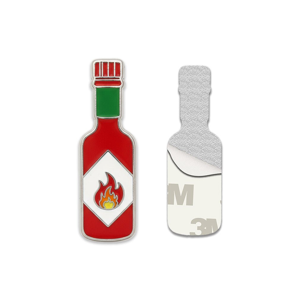 Hot Sauce Bottle Metal Phone Sticker With 3M Sticky Backing - StickyPins
