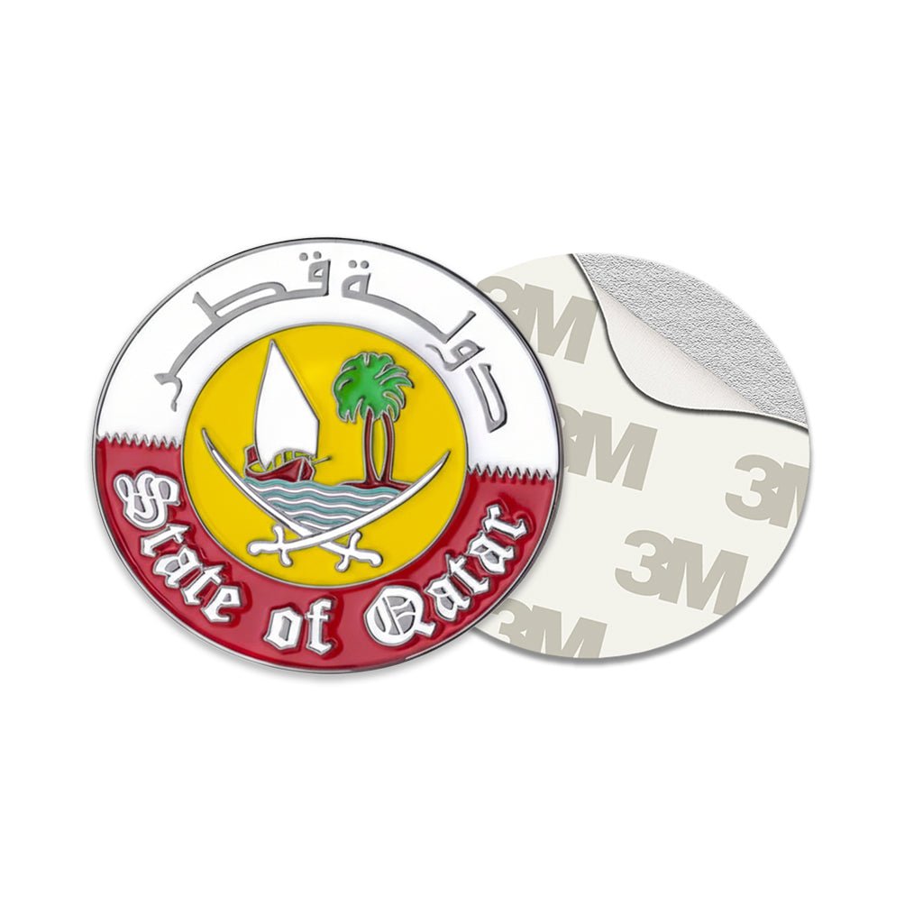 State of Qatar Emblem Metal Phone Sticker With 3M Sticky Backing - StickyPins