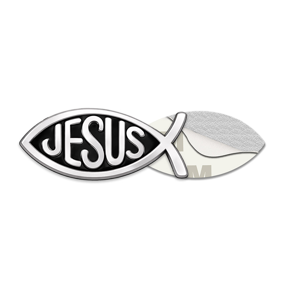 Jesus Fish Metal Phone Sticker with 3M Sticky Backing - StickyPins