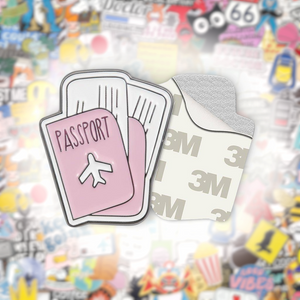Pink Passport Metal Phone Sticker With 3M Sticky Backing