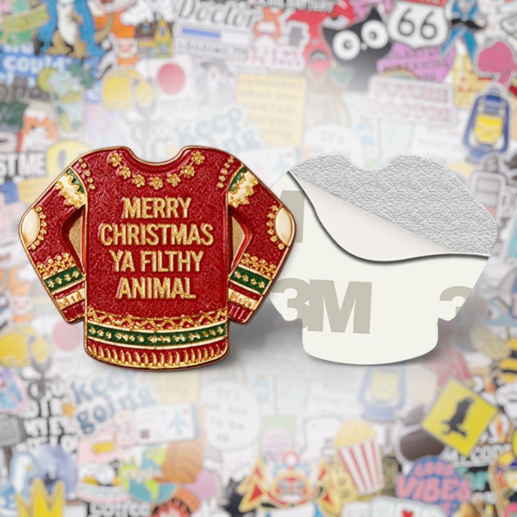 Merry Christmas Ya Filthy Animal Jumper Metal Phone Sticker with 3M Sticky Backing - StickyPins