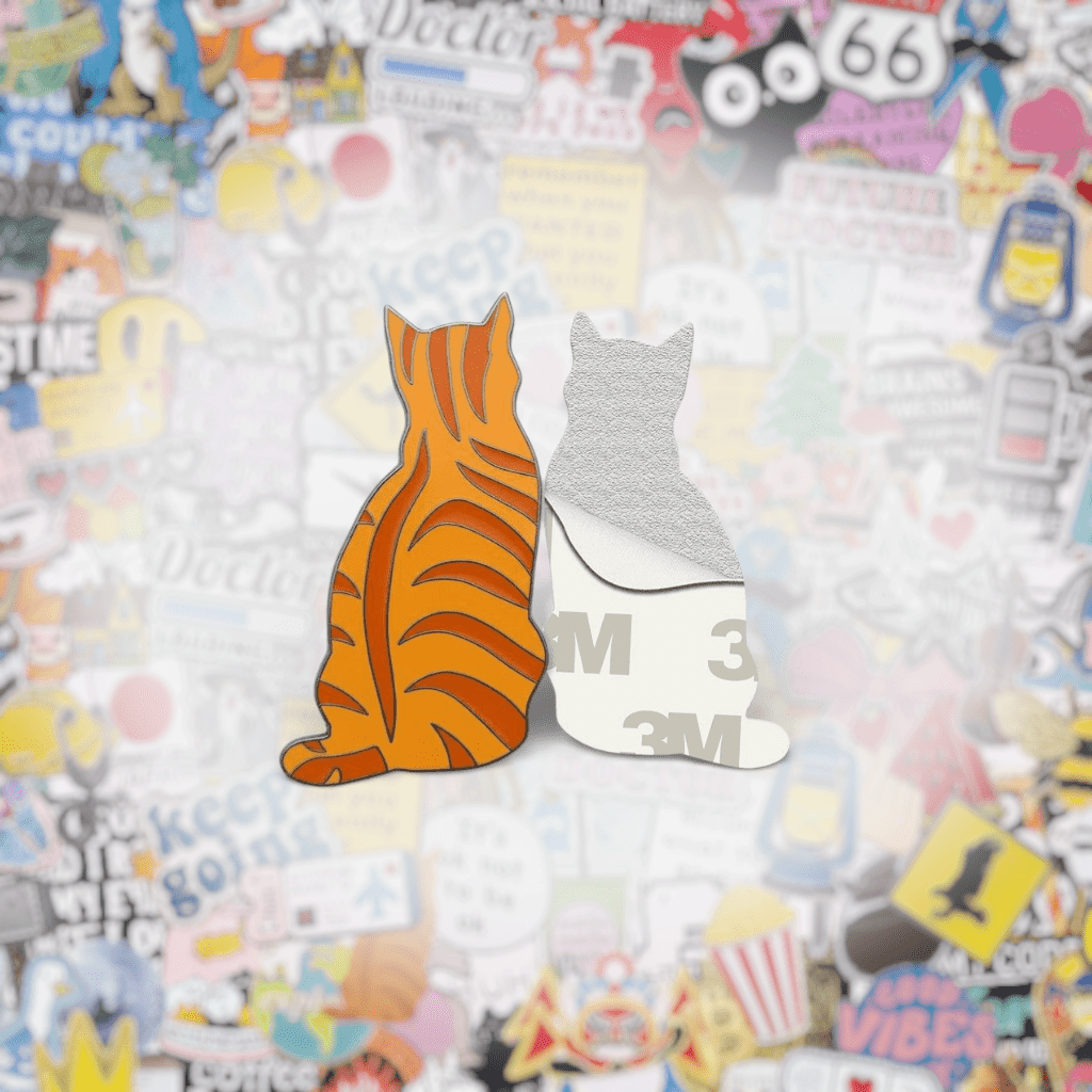 Orange Tabby Cat Metal Phone Sticker With 3M Sticky Backing - StickyPins