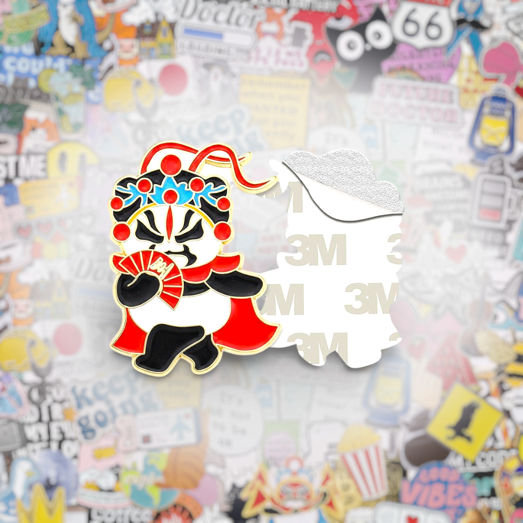 Sichuan Opera Panda Metal Phone Sticker With 3M Sticky Backing - StickyPins