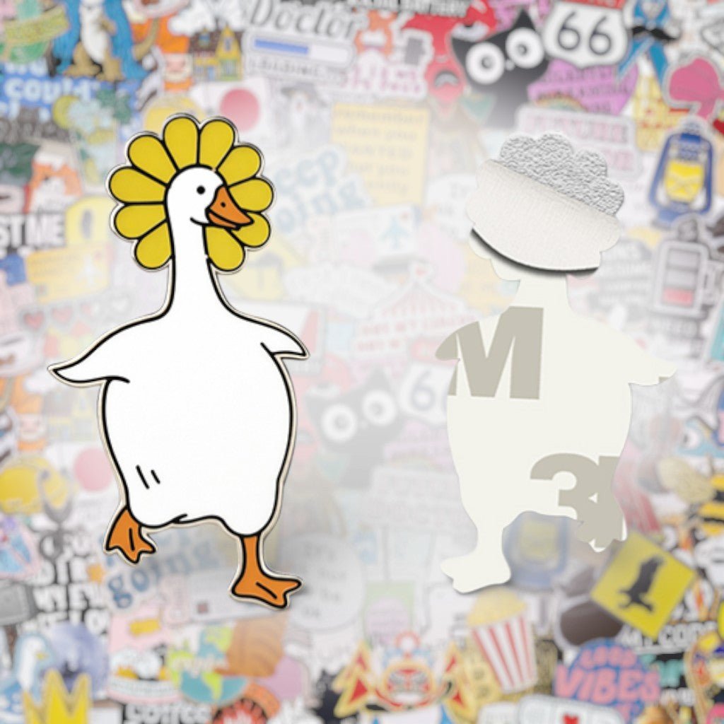 Duck with Flowers Metal Phone Sticker with 3M Sticky Backing - StickyPins