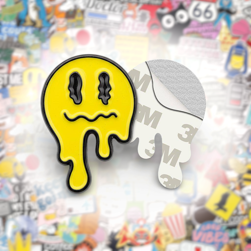 Melting Smile Yellow Metal Phone Sticker With 3M Sticky Backing - StickyPins