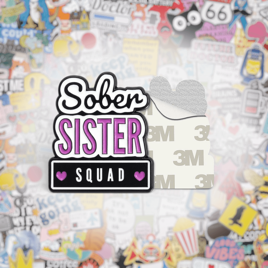Sober Sister Squad Metal Phone Sticker with 3M Sticky Backing - StickyPins