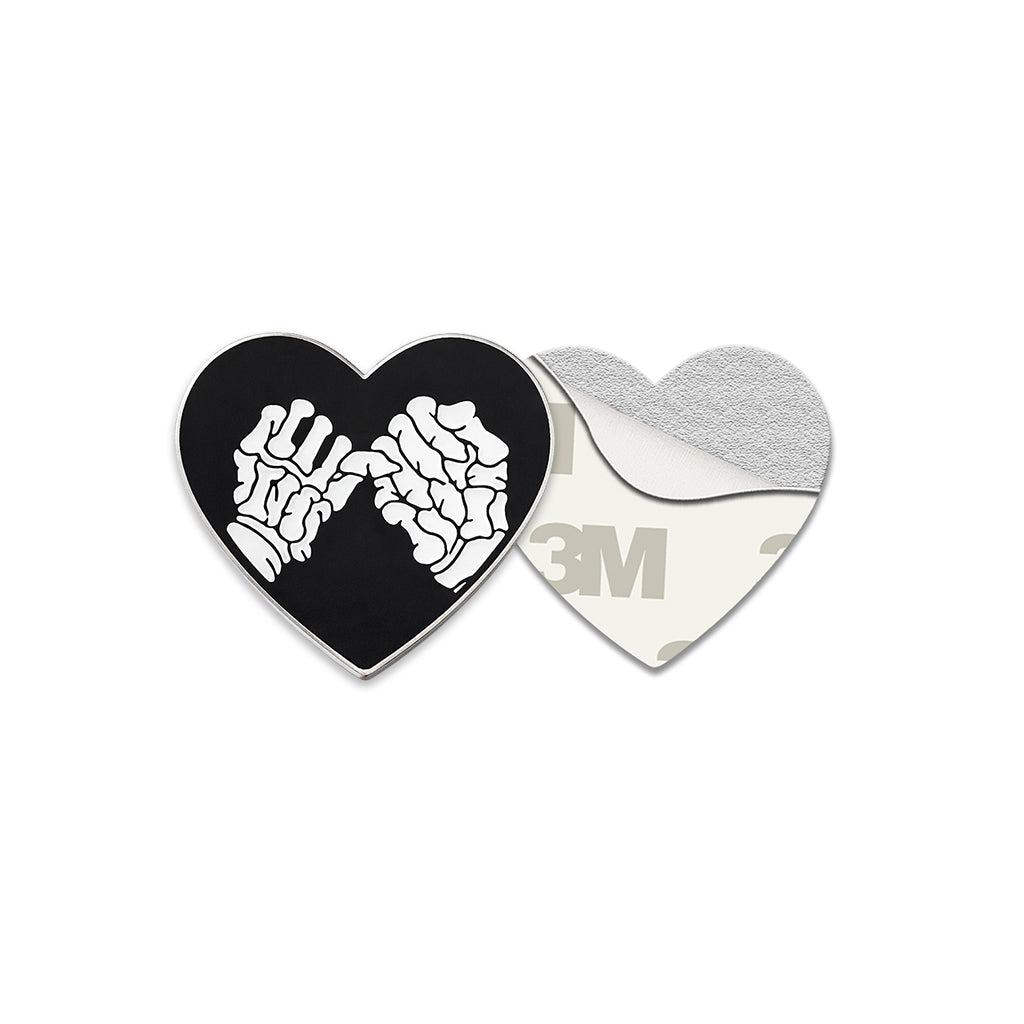 Skeleton Pinkie Swear Heart Metal Phone Sticker with 3M Sticky Backing - StickyPins