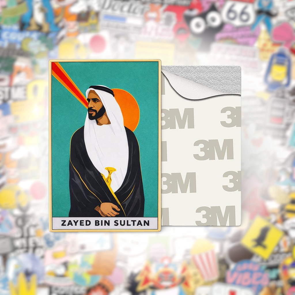 Sheikh Zayed Metal Phone Sticker With 3M Sticky Backing - StickyPins