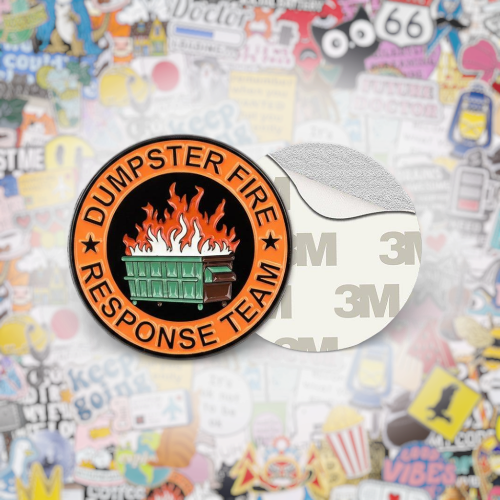 Dumpster Fire Response Team Metal Phone Sticker with 3M Sticky Backing - StickyPins