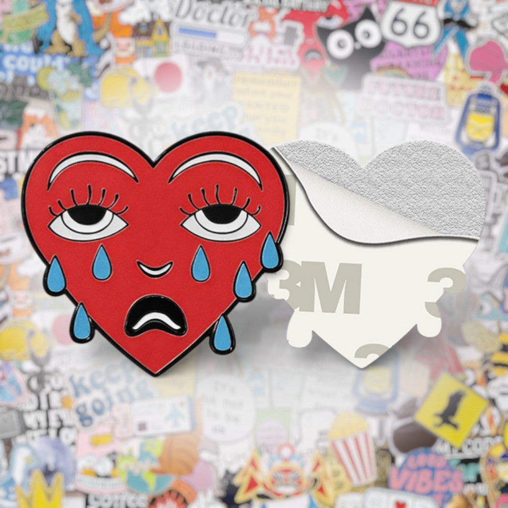 Crying Heart Metal Phone Sticker with 3M Sticky Backing - StickyPins