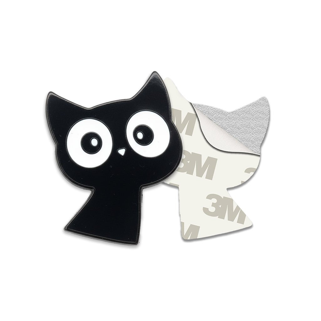 Wide - Eyed Black Cat Metal Phone Sticker With 3M Sticky Backing - StickyPins