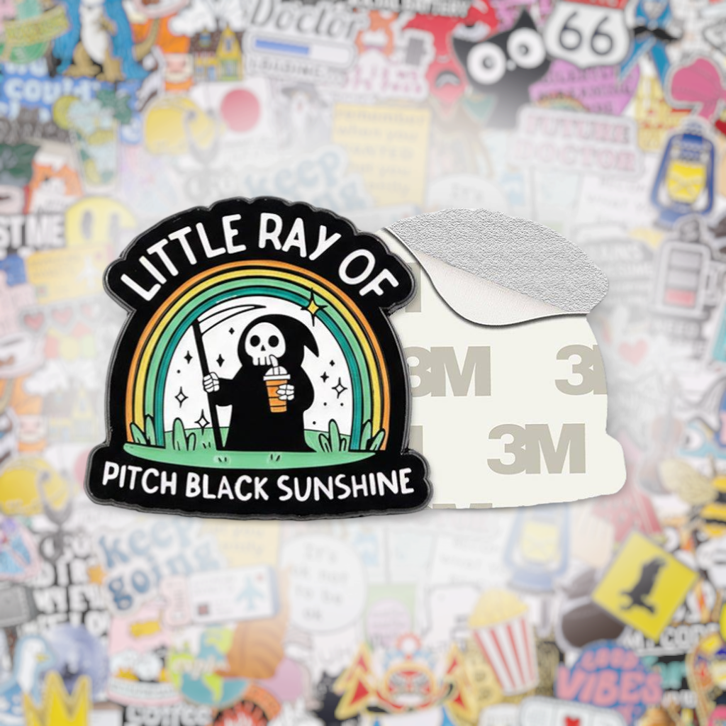 Little Ray Of Pitch Black Sunshine Metal Phone Sticker with 3M Sticky Backing - StickyPins