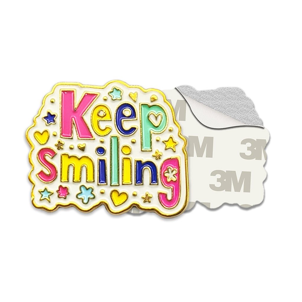 Keep Smiling Metal Phone Sticker with 3M Sticky Backing - StickyPins