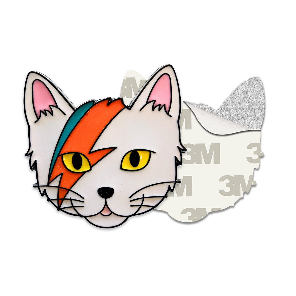 Ziggy Stardust Cat David Bowie Metal Phone Sticker With 3M Sticky Backing - StickyPins