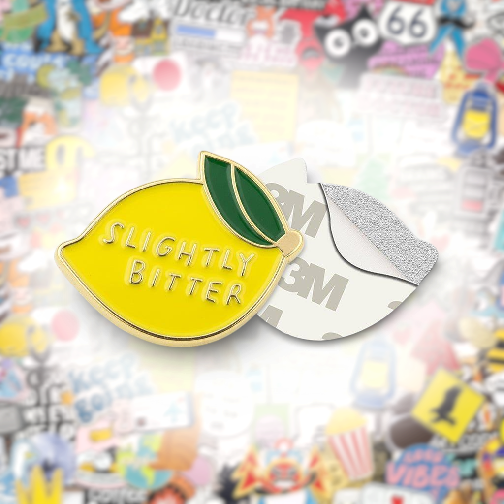 Slightly Bitter Lemon Metal Phone Sticker With 3M Sticky Backing - StickyPins