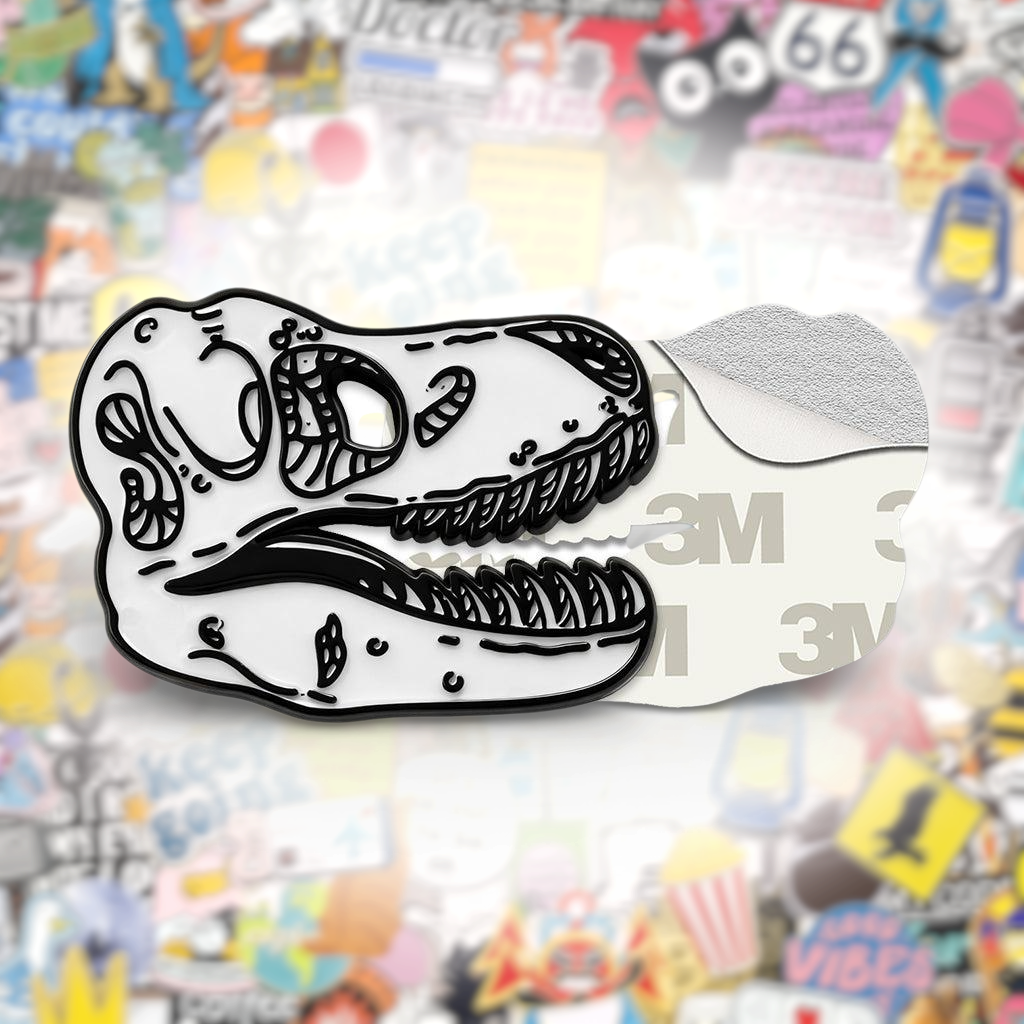 T - Rex Skull Metal Phone Sticker With 3M Sticky Backing - StickyPins