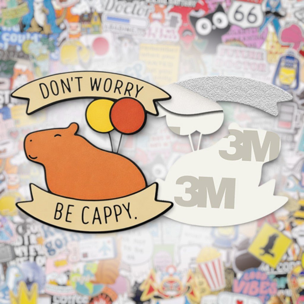 Don't Worry Be Cappy Metal Phone Sticker with 3M Sticky Backing - StickyPins
