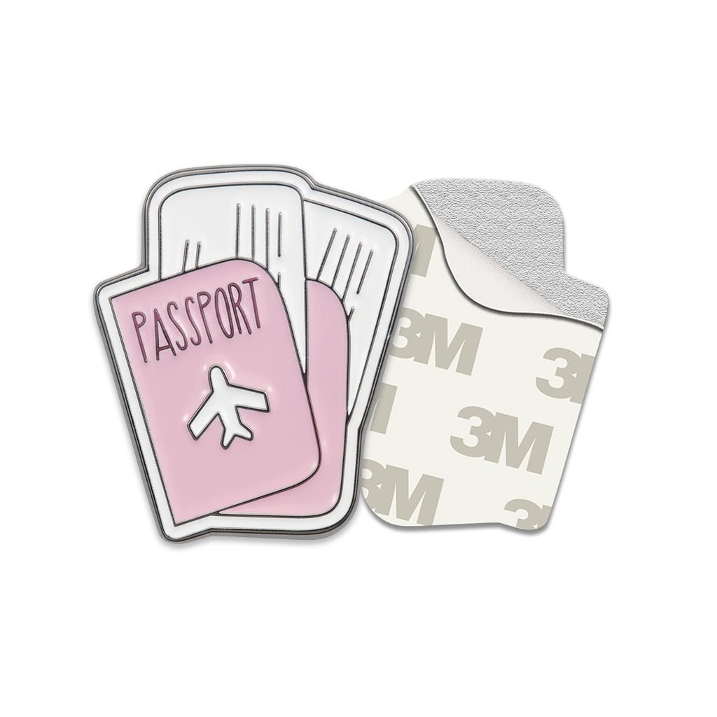 Pink Passport Metal Phone Sticker With 3M Sticky Backing - StickyPins