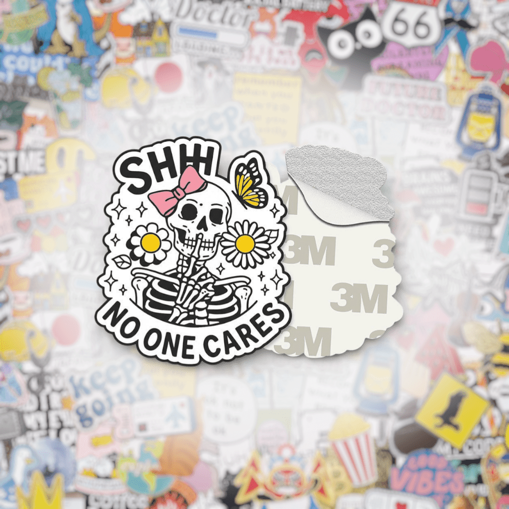 Shhh No One Cares Metal Phone Sticker with 3M Sticky Backing - StickyPins