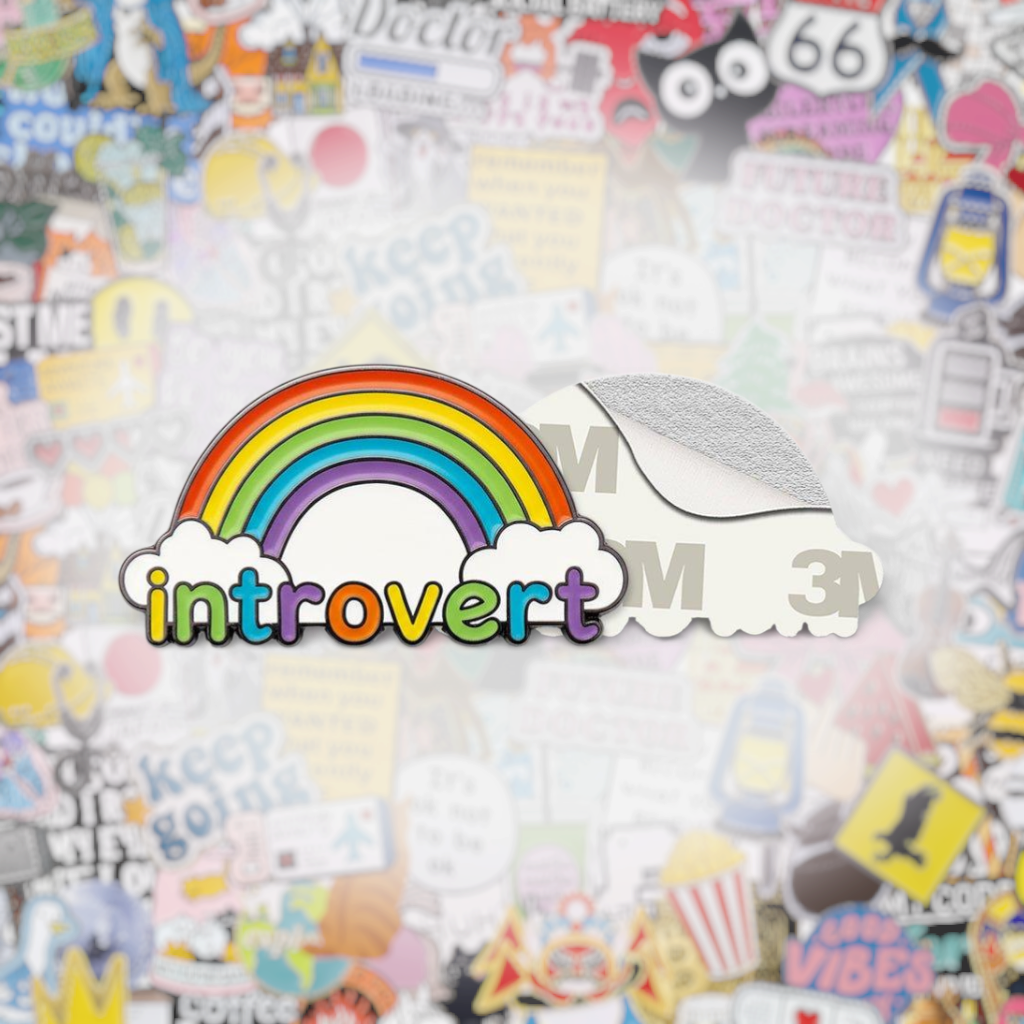 Introvert Rainbow Metal Phone Sticker with 3M Sticky Backing - StickyPins