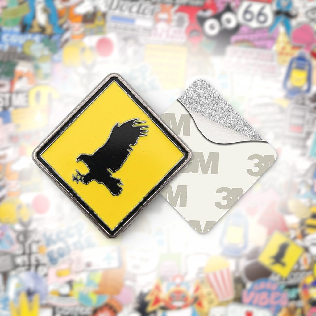 Falcon Warning Sign Metal Phone Sticker With 3M Sticky Backing - StickyPins