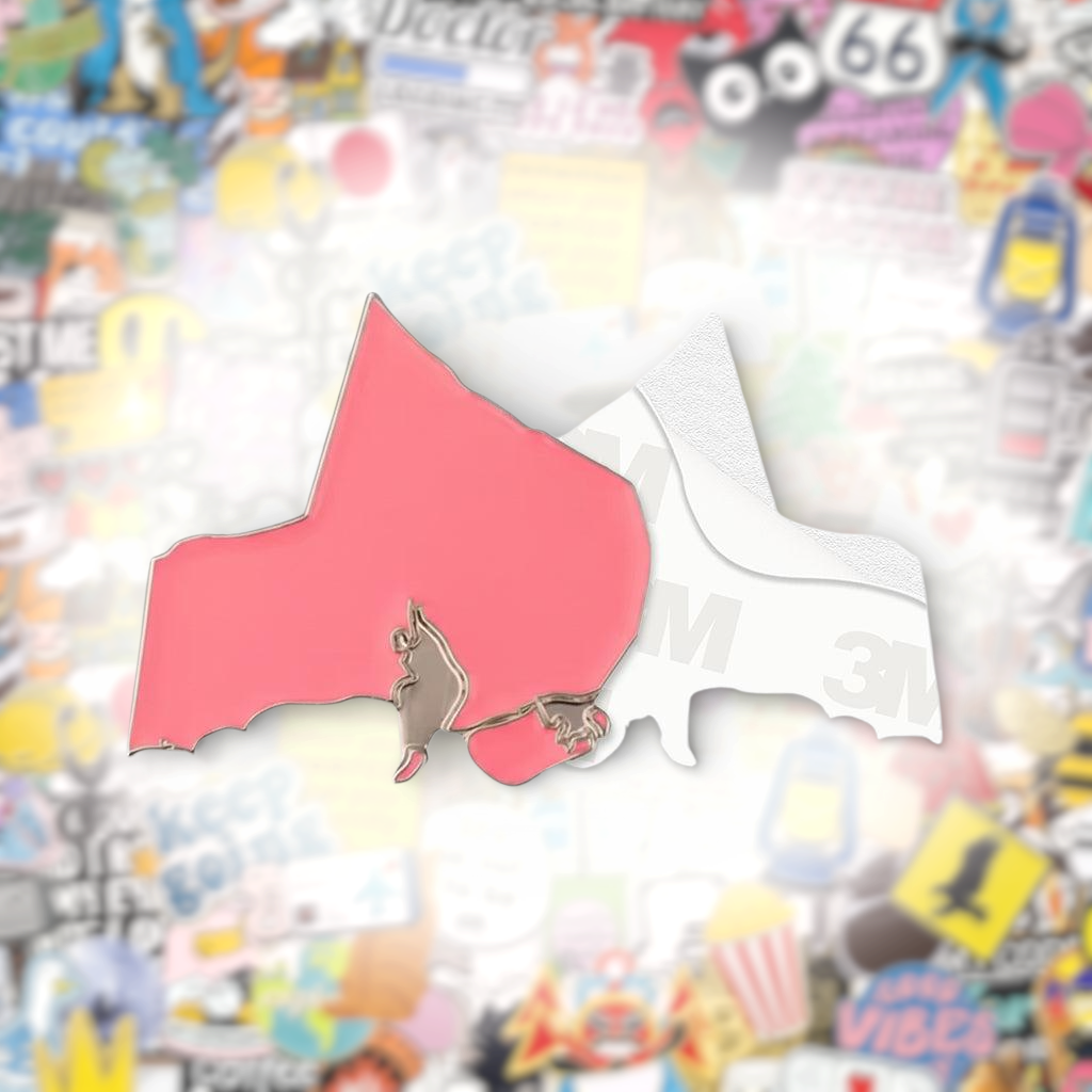 Pink Kuwait Country Outline Metal Phone Sticker With 3M Sticky Backing - StickyPins