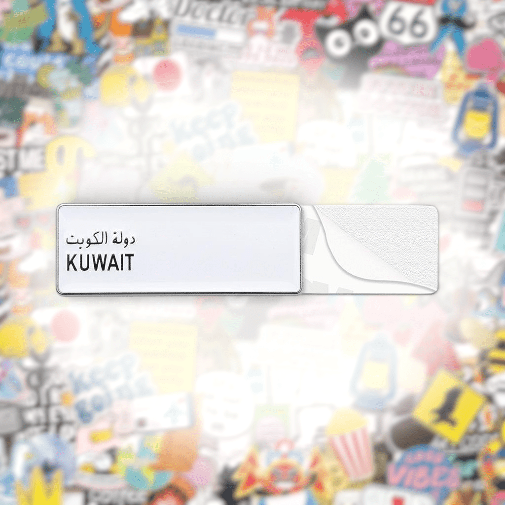 Kuwait Numberplate Metal Phone Sticker With 3M Sticky Backing - StickyPins