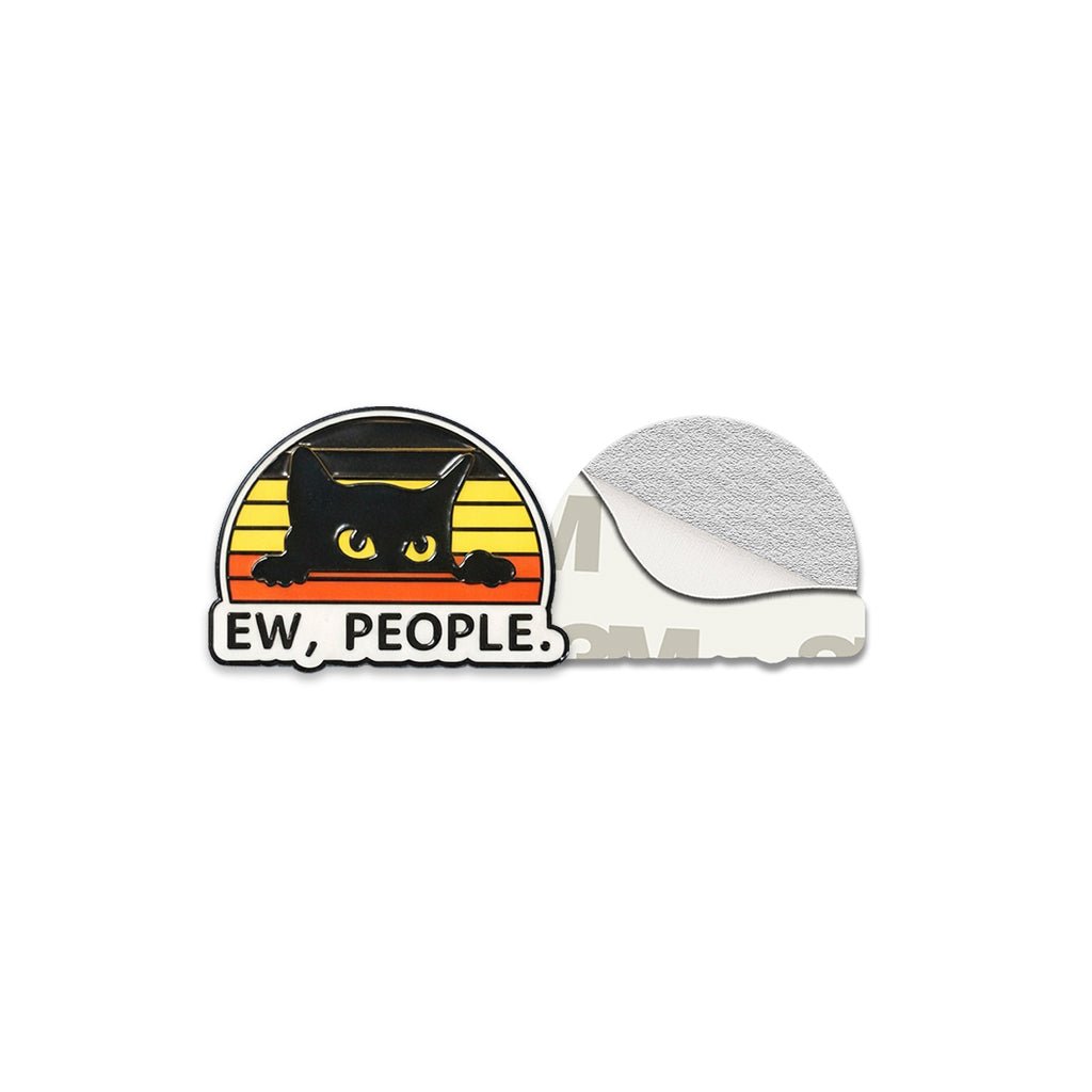 Ew, People Black Cat Metal Phone Sticker with 3M Sticky Backing - StickyPins