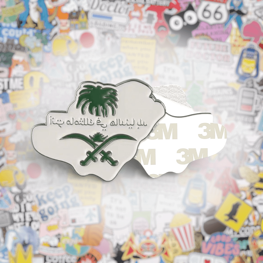 Saudi Emblem Map Metal Phone Sticker With 3M Sticky Backing - StickyPins
