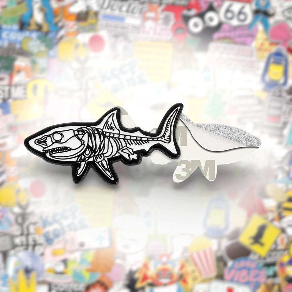 Shark Skeleton Metal Phone Sticker With 3M Sticky Backing - StickyPins