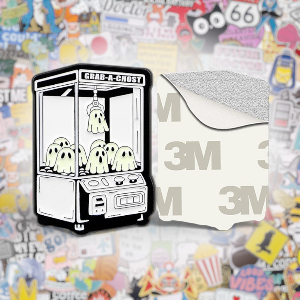 Grab - A - Ghost Claw Machine Metal Phone Sticker With 3M Sticky Backing - StickyPins