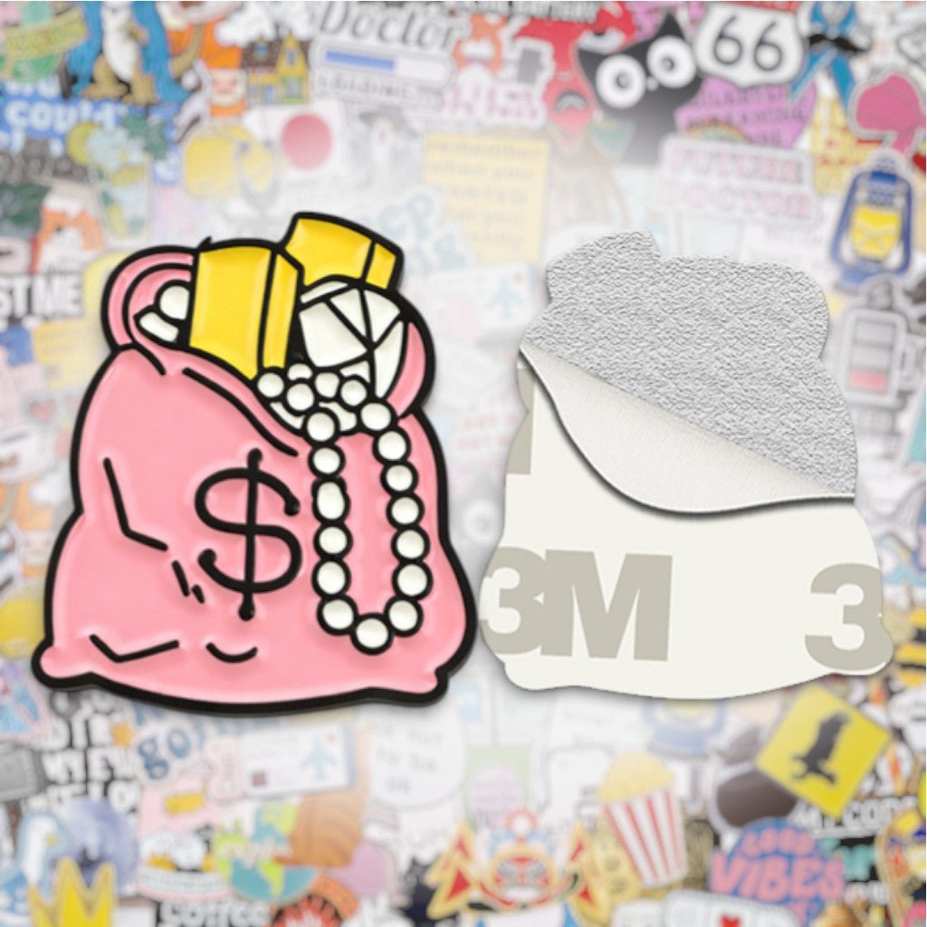 Pink Loot Bag Metal Phone Sticker with 3M Sticky Backing - StickyPins