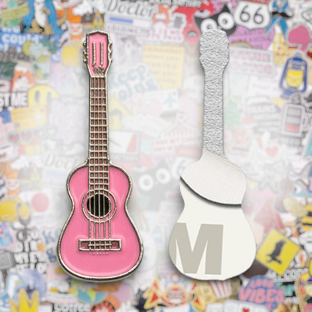 Pink Guitar Metal Phone Sticker with 3M Sticky Backing - StickyPins