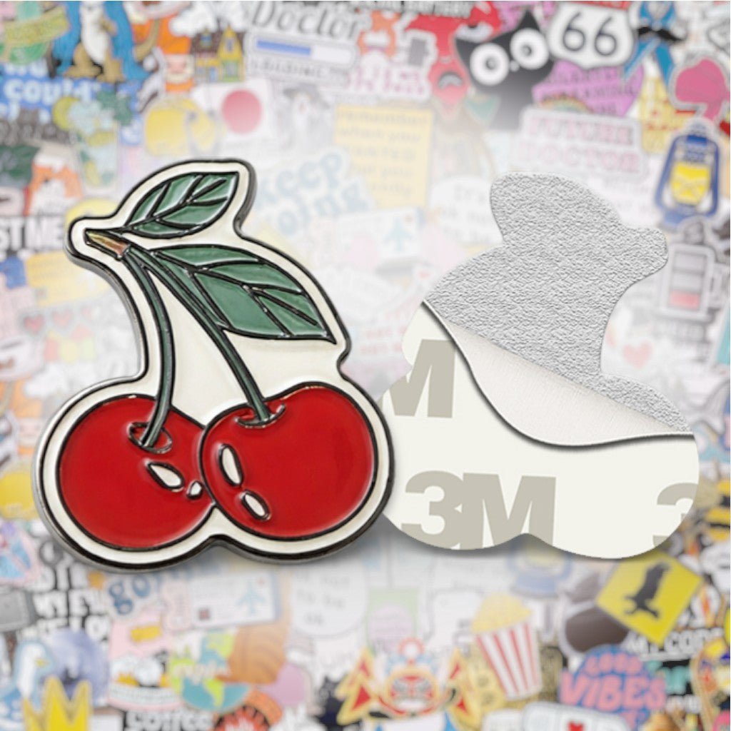 Cherries Metal Phone Sticker with 3M Sticky Backing - StickyPins