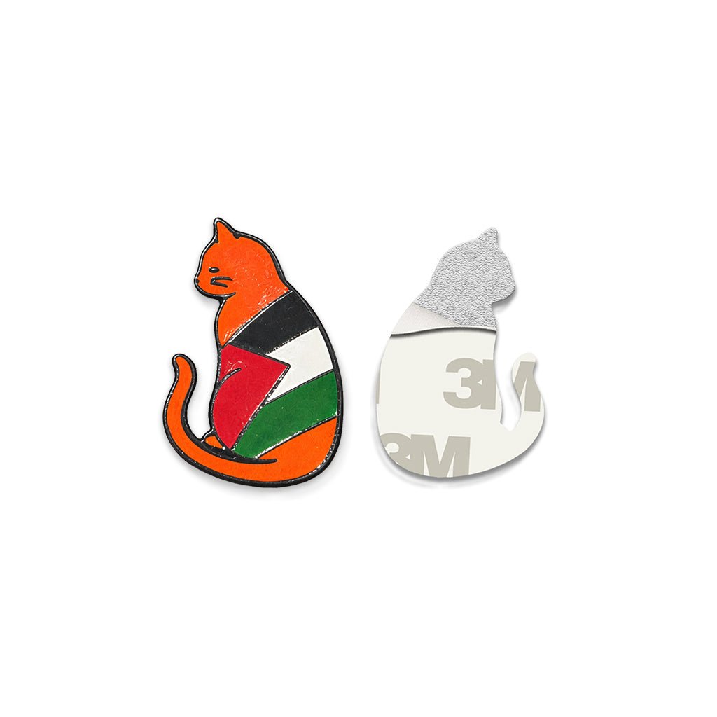 Palestine Flag Cat Metal Phone Sticker with 3M Sticky Backing - StickyPins