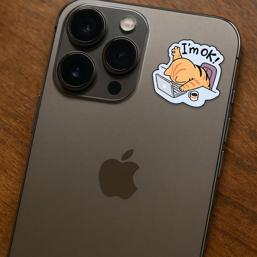 I'm OK Cat Metal Phone Sticker with 3M Sticky Backing - StickyPins