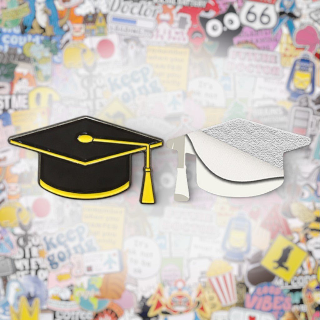 Graduation Cap Metal Phone Sticker with 3M Sticky Backing - StickyPins