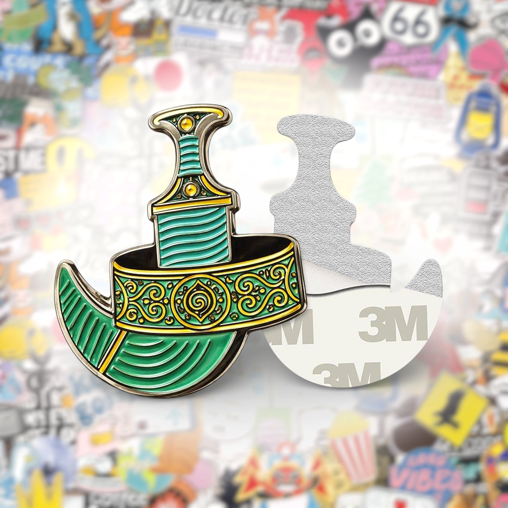 Green Oman Khanjar Metal Phone Sticker With 3M Sticky Backing - StickyPins