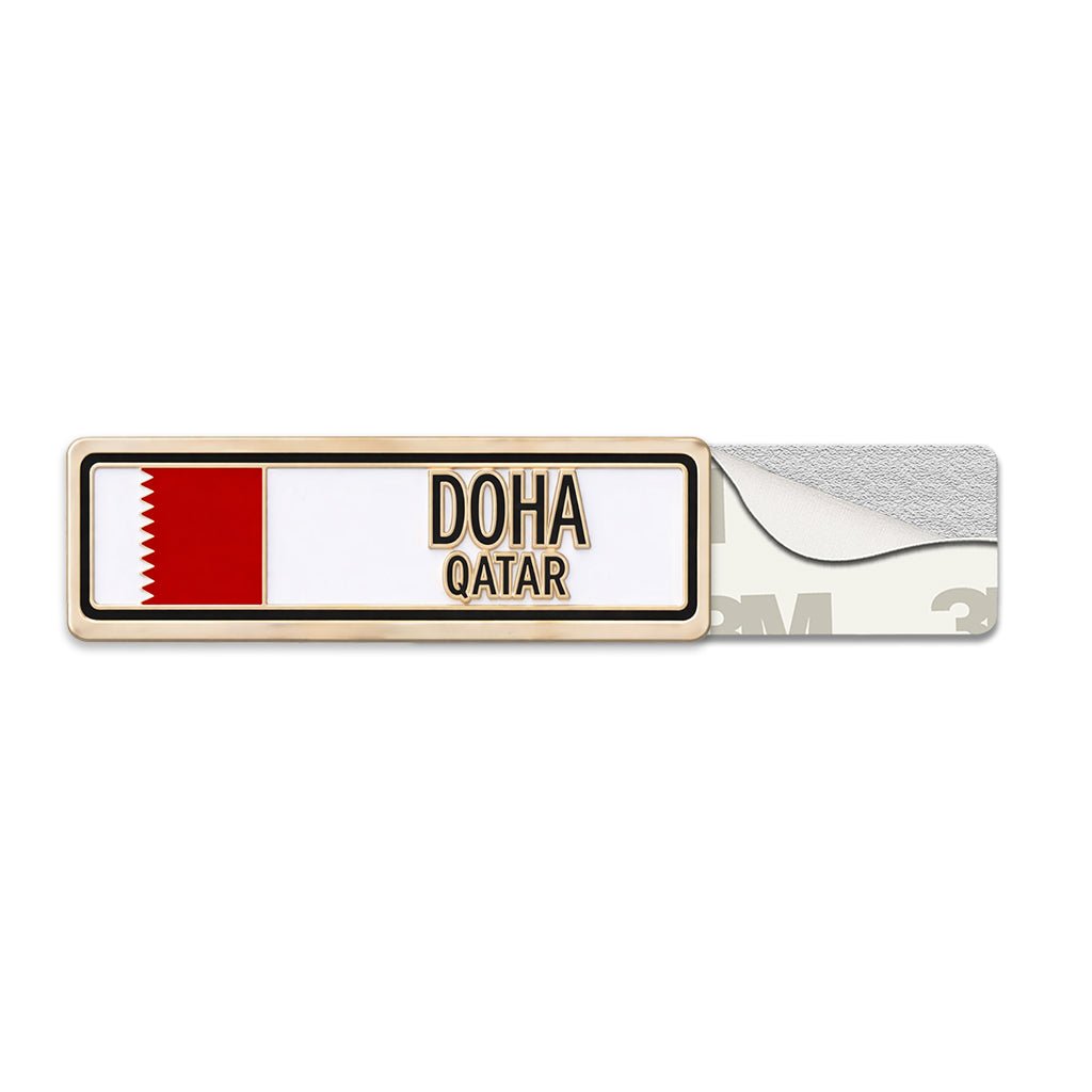 Doha Qatar Number Plate Metal Phone Sticker With 3M Sticky Backing - StickyPins