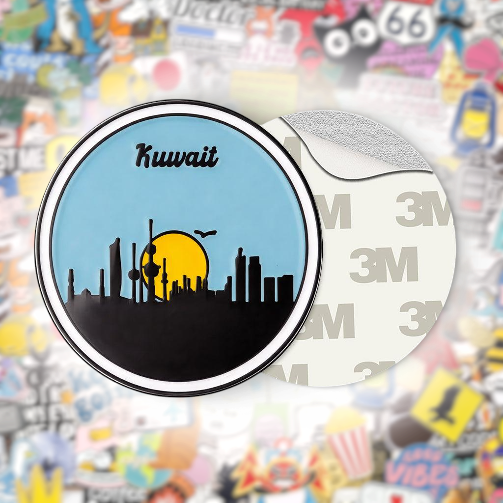 Kuwait City Sunset Skyline Metal Phone Sticker With 3M Sticky Backing - StickyPins