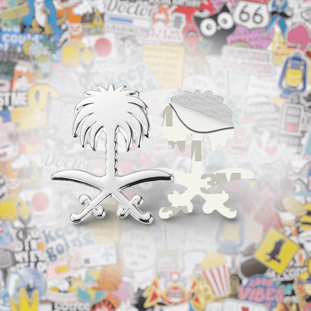 Silver Saudi Emblem Metal Phone Sticker With 3M Sticky Backing - StickyPins