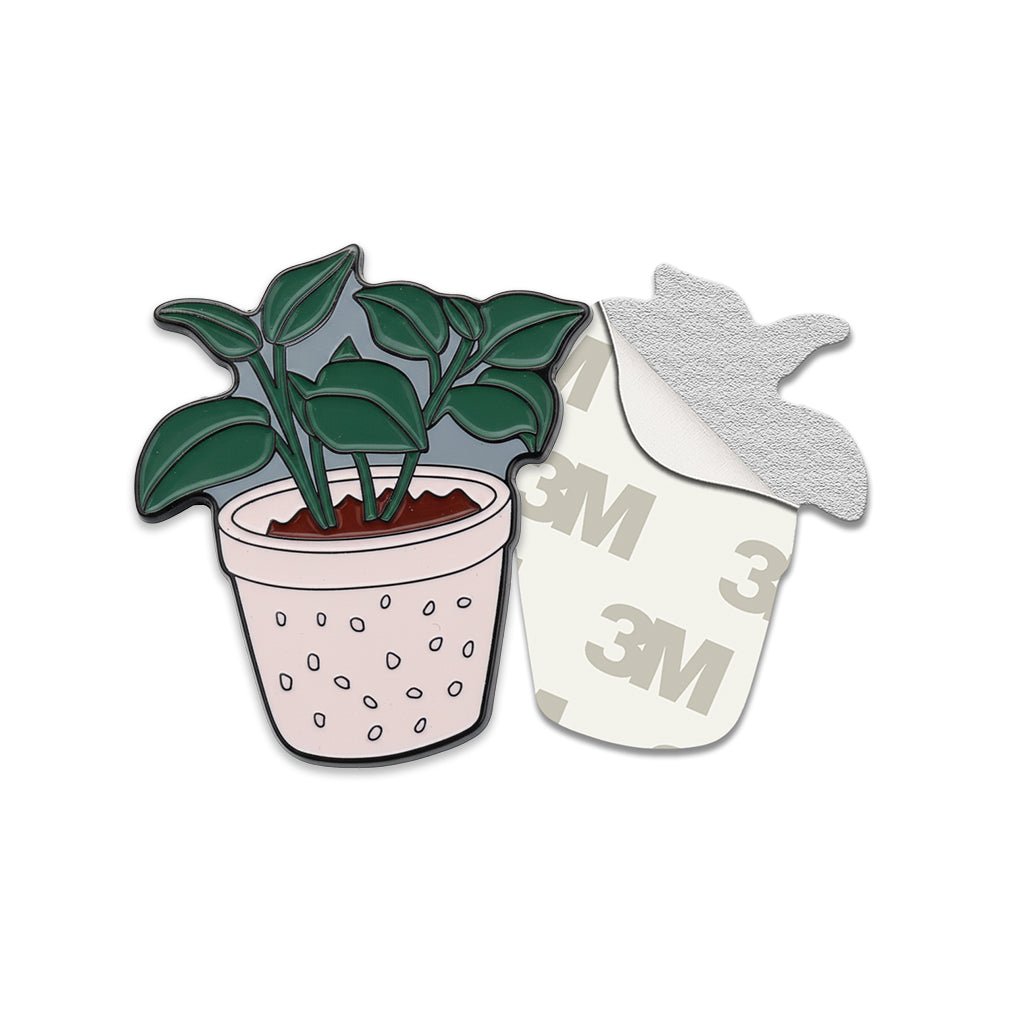 Potted Plant Metal Phone Sticker With 3M Sticky Backing - StickyPins