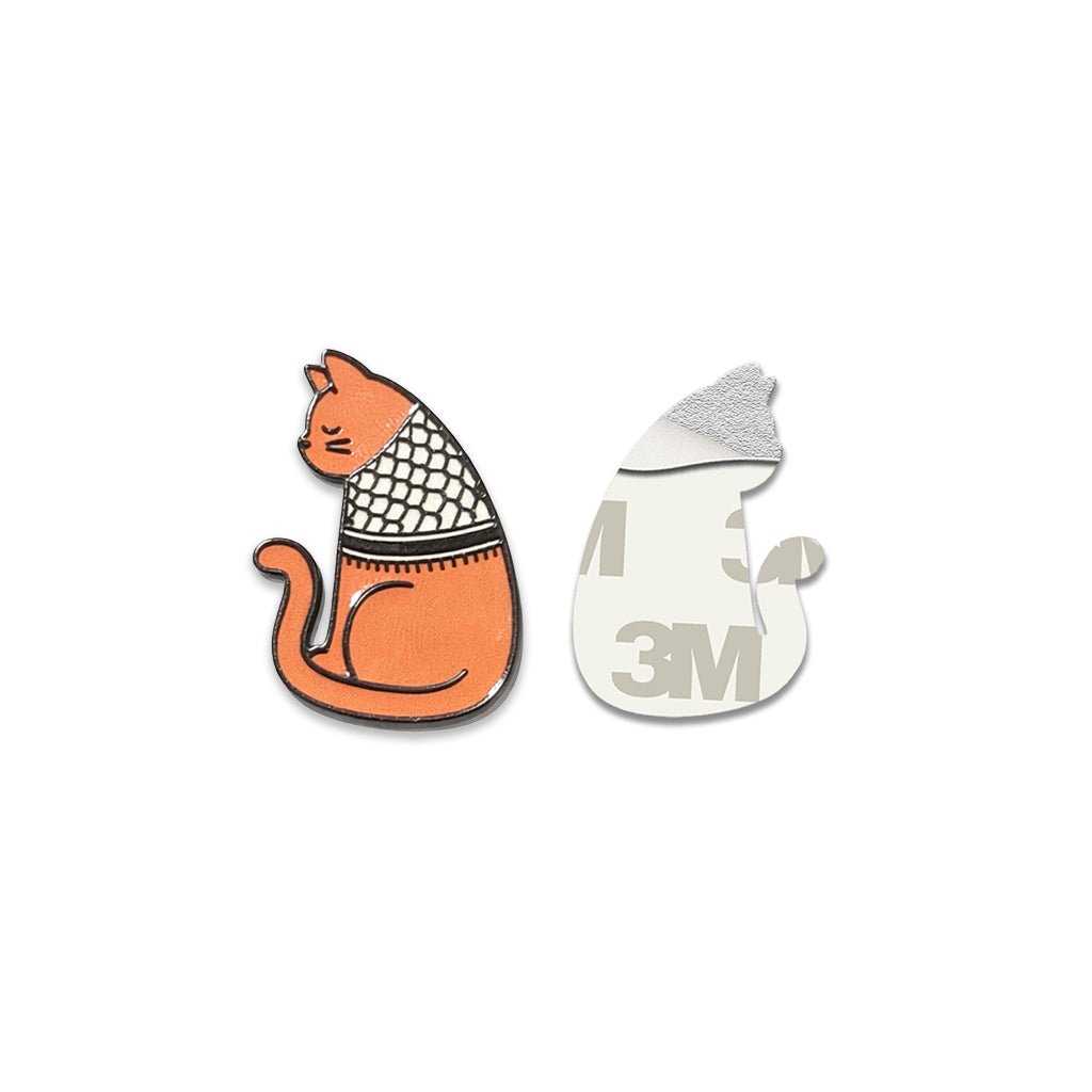 Palestine Keffiyeh Cat Metal Phone Sticker with 3M Sticky Backing - StickyPins