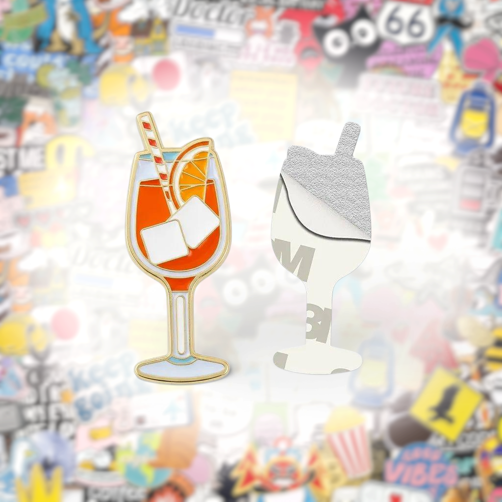 Aperol Spritz Cocktail Metal Phone Sticker With 3M Sticky Backing - StickyPins