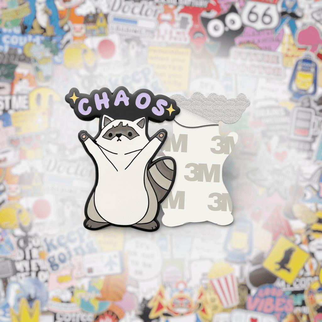 Chaos Raccoon Metal Phone Sticker with 3M Sticky Backing - StickyPins