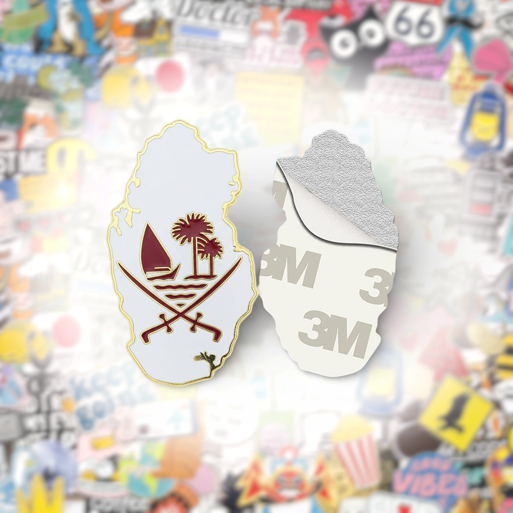 Qatar Emblem Map Outline Metal Phone Sticker With 3M Sticky Backing - StickyPins